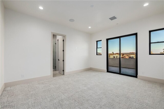 unfurnished room featuring a healthy amount of sunlight and light carpet