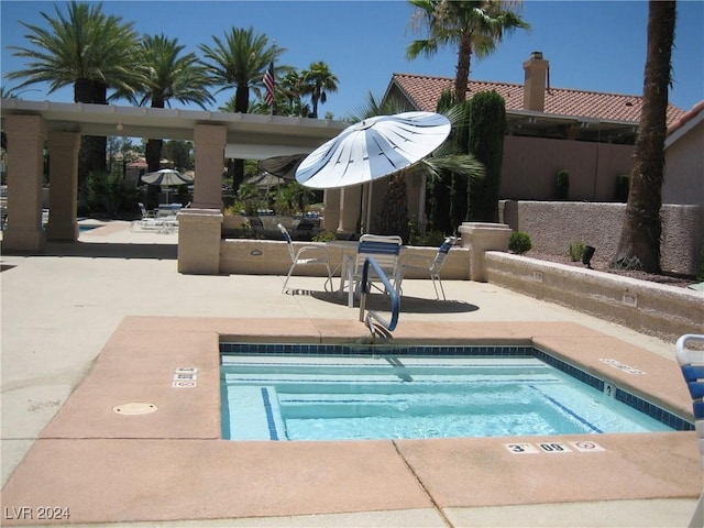 view of pool featuring a patio area