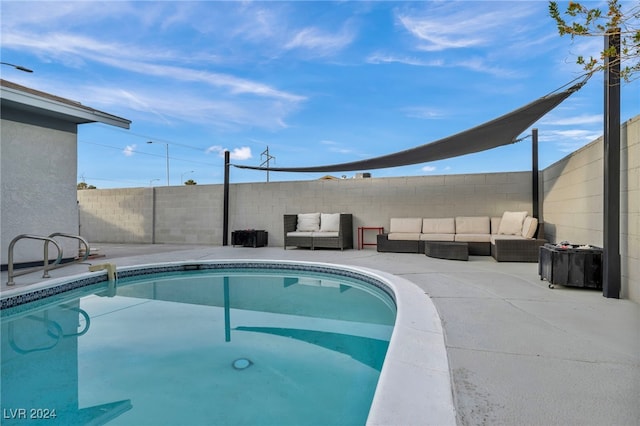 713 Antelope Way, Las Vegas, NV 89145 - view of pool featuring an outdoor living space, a fenced backyard, and a patio
