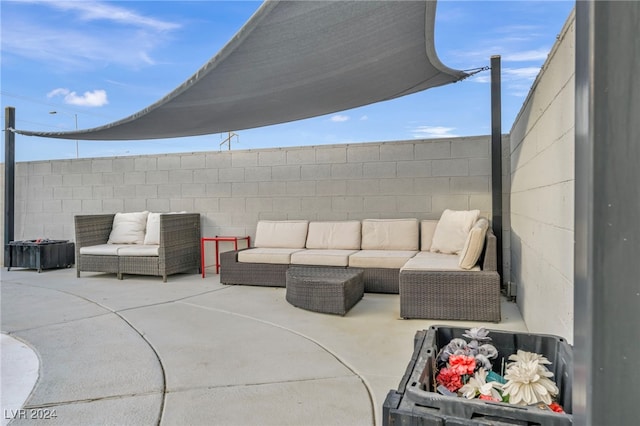 713 Antelope Way, Las Vegas, NV 89145 - fenced backyard with an outdoor hangout area and a patio area