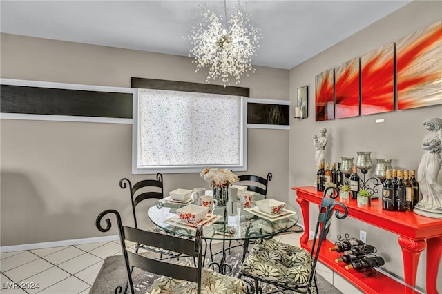 713 Antelope Way, Las Vegas, NV 89145 - tiled dining area with a chandelier and baseboards