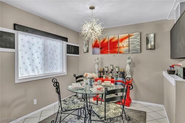713 Antelope Way, Las Vegas, NV 89145 - tiled dining space with a chandelier and baseboards