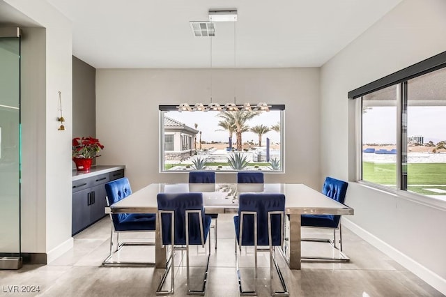 view of tiled dining room