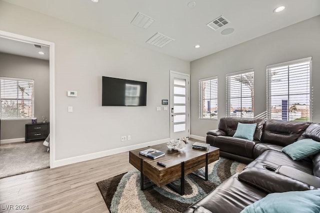 living room featuring light hardwood / wood-style flooring