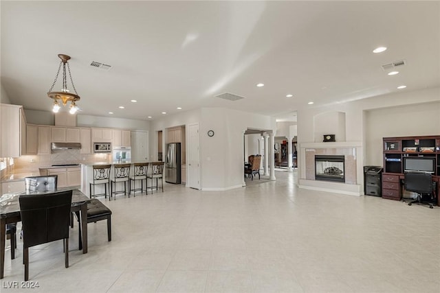 view of tiled living room