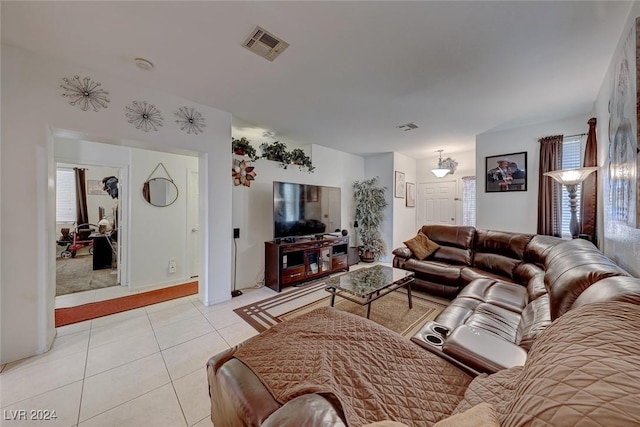 view of tiled living room