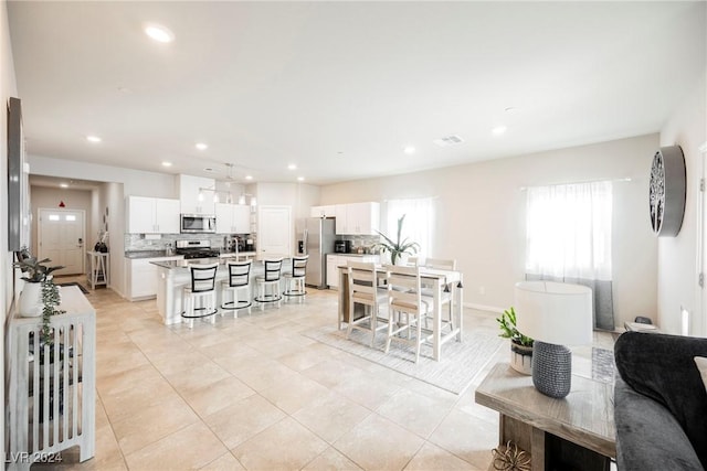 view of tiled dining room