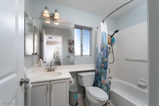 full bathroom featuring vanity, toilet, and shower / bath combo