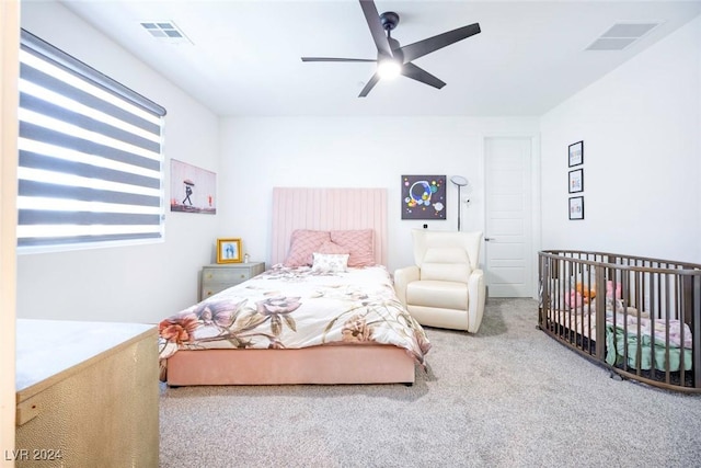 bedroom with carpet and ceiling fan