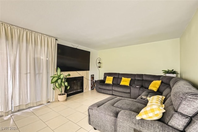 view of tiled living room