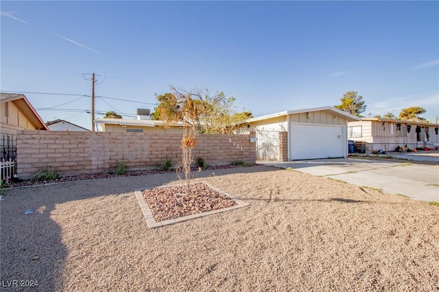 exterior space with a garage