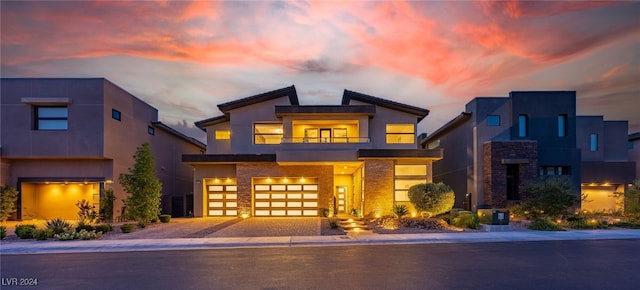 contemporary home with a garage