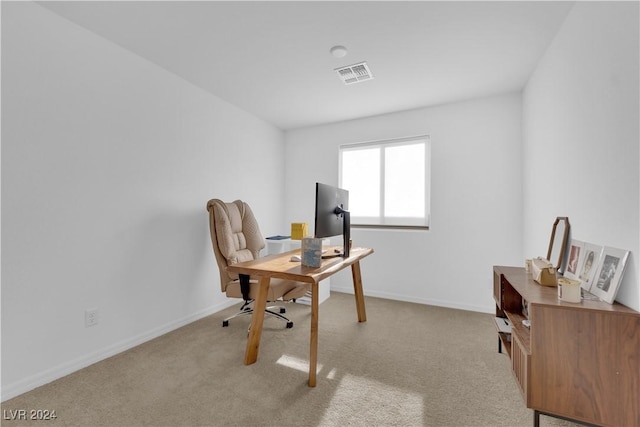 view of carpeted home office