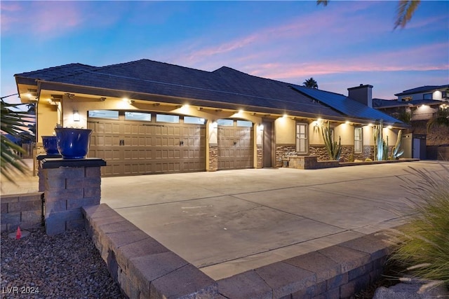 exterior space with a garage