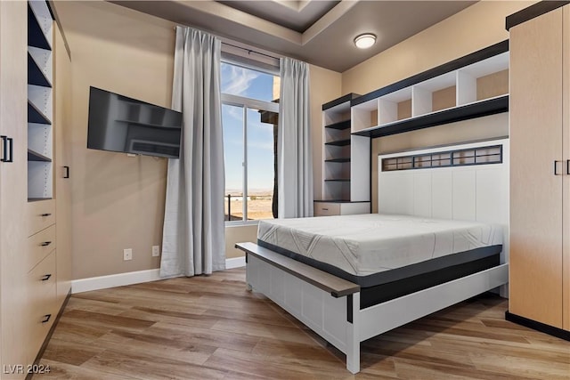 bedroom with light hardwood / wood-style floors