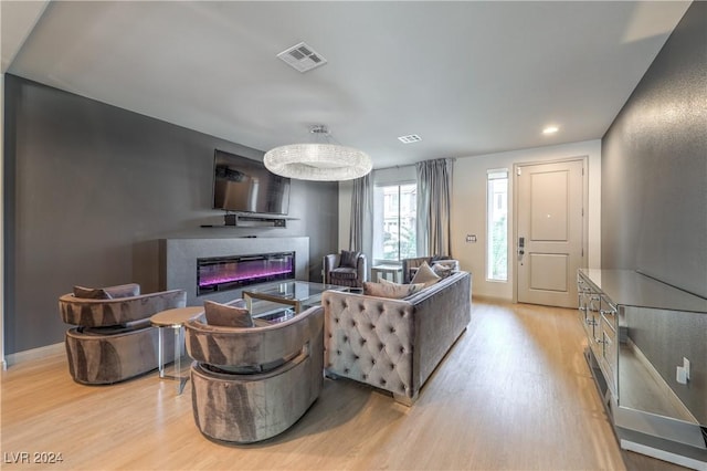 living room featuring light hardwood / wood-style floors