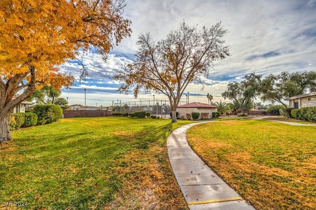 view of community featuring a yard