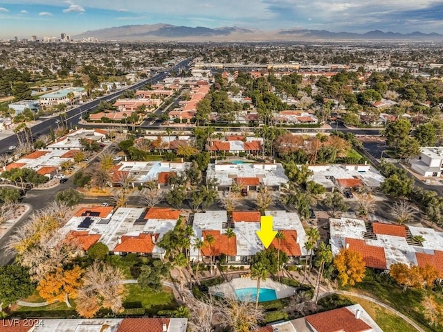 aerial view featuring a mountain view