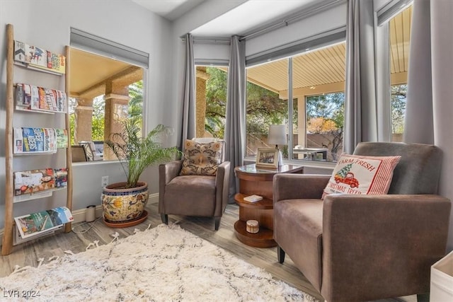 living area with light wood-type flooring