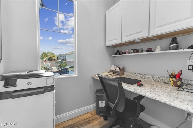 office area featuring light hardwood / wood-style floors