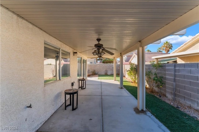 view of patio / terrace featuring ceiling fan