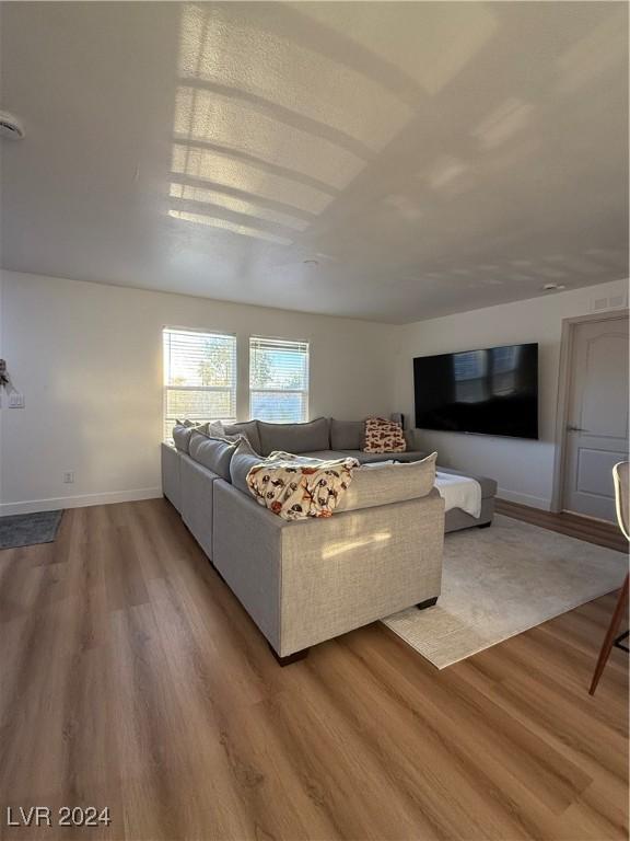 living room with hardwood / wood-style flooring