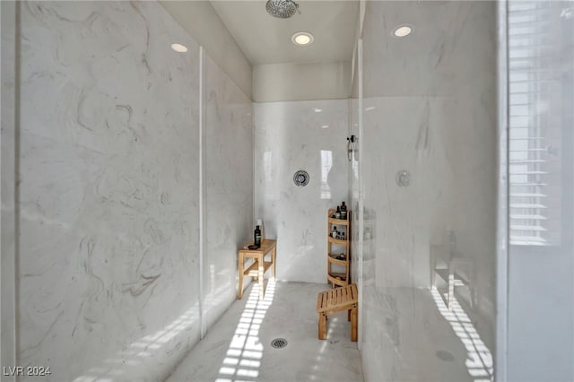 bathroom featuring walk in shower