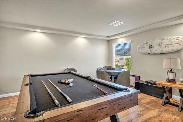 playroom featuring pool table and hardwood / wood-style floors