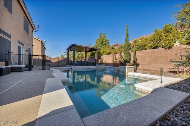 view of swimming pool featuring a gazebo and a patio