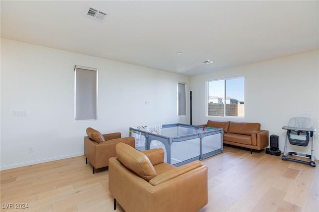 living room featuring light hardwood / wood-style flooring