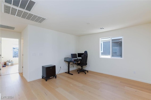 office featuring light hardwood / wood-style flooring