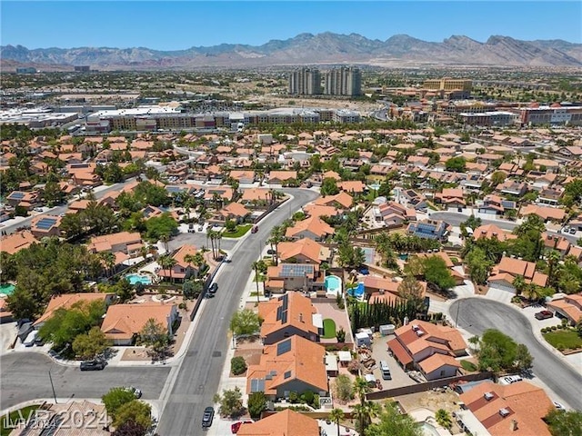 bird's eye view with a mountain view