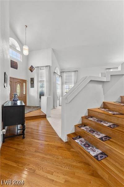 entrance foyer featuring a healthy amount of sunlight and hardwood / wood-style flooring