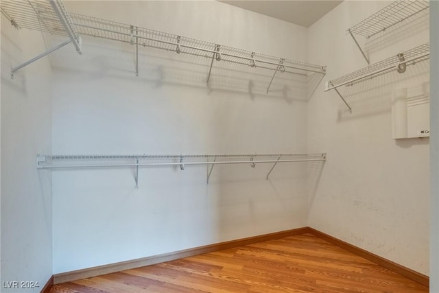 walk in closet featuring hardwood / wood-style flooring