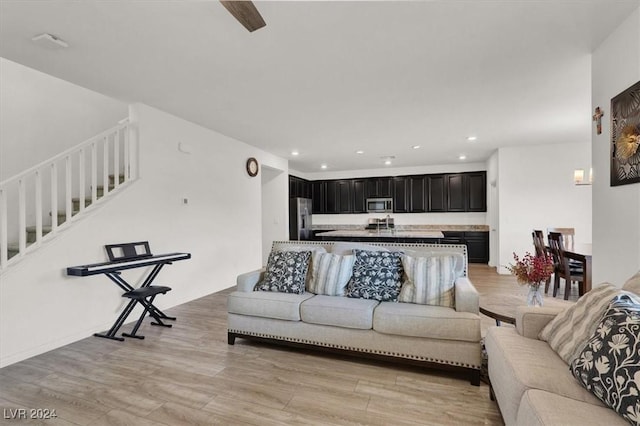 living room featuring light hardwood / wood-style floors