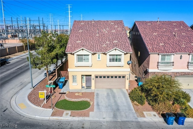 view of front of house with a garage