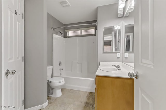 full bathroom with vanity, toilet, and tub / shower combination