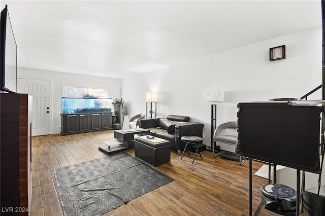 living room with hardwood / wood-style flooring