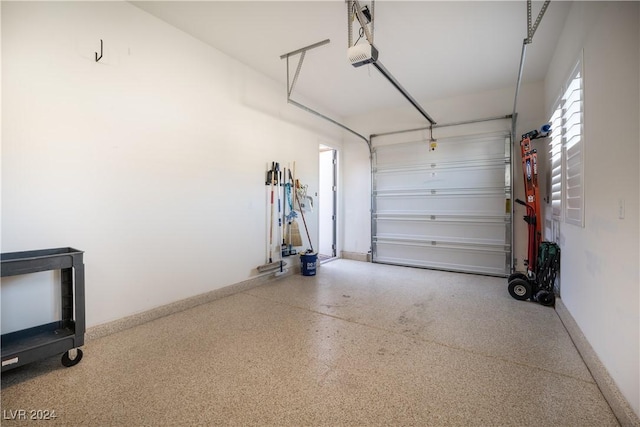 garage with a garage door opener