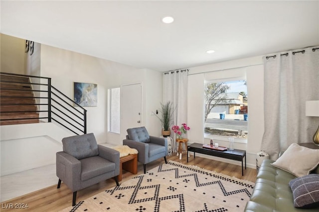 sitting room featuring light wood-type flooring