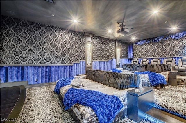 view of carpeted home theater