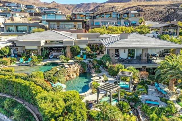 bird's eye view featuring a mountain view