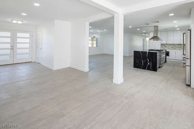 living room featuring french doors