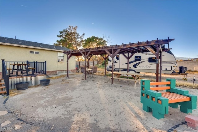 exterior space with a pergola