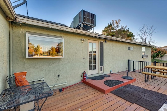 wooden terrace with central air condition unit