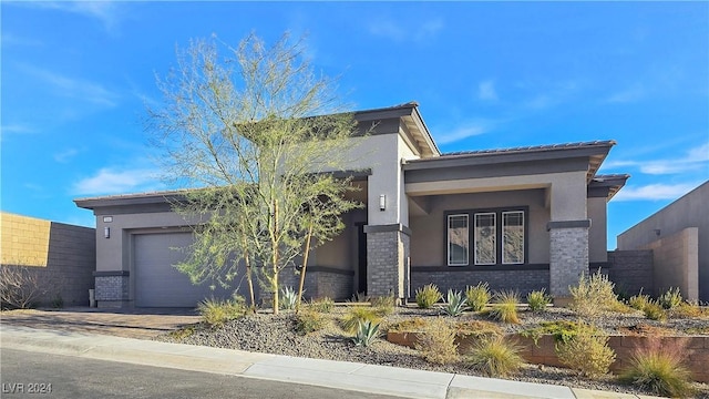 contemporary home featuring a garage