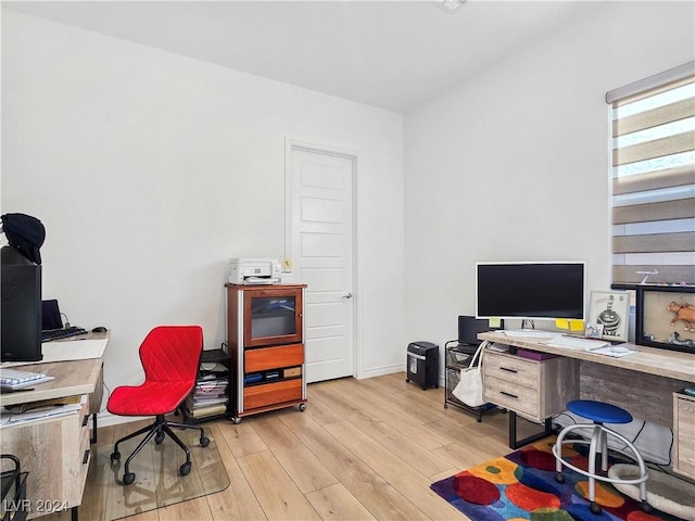 office area featuring light wood-type flooring