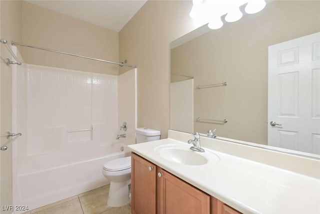 full bathroom with tile patterned floors, vanity, toilet, and bathing tub / shower combination