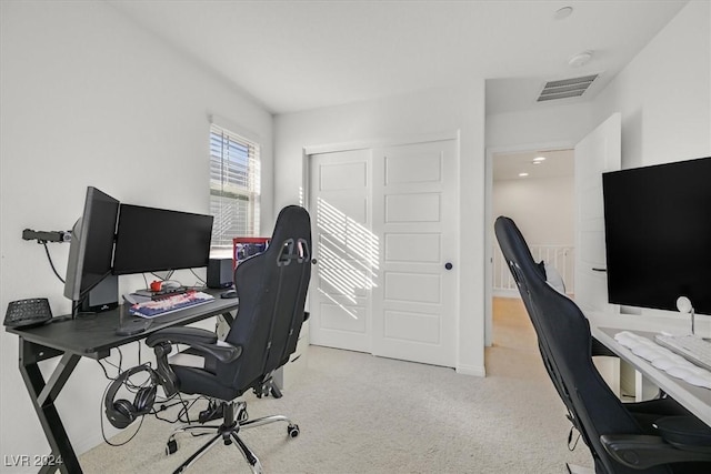 office featuring light colored carpet