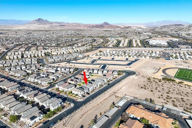 bird's eye view with a mountain view